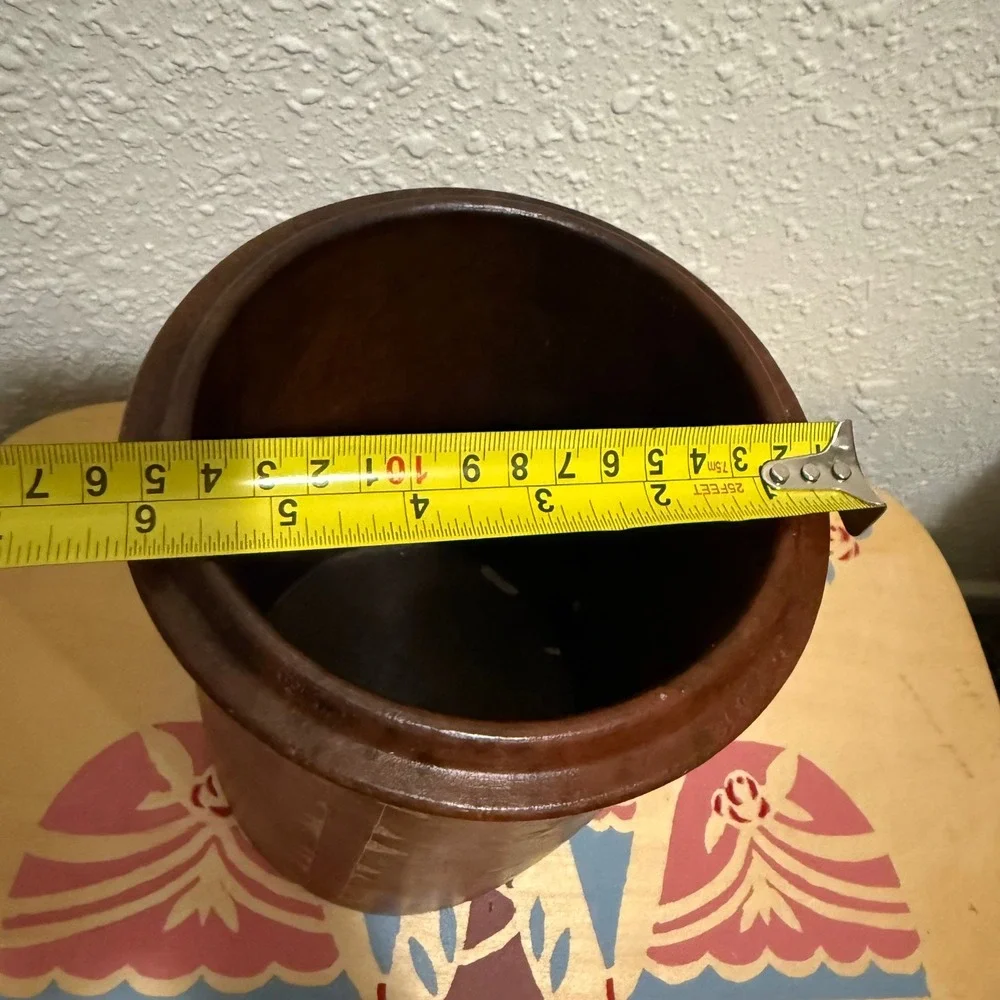Pier 1 Handmade sasak Carved ceramic Canister with Lid Rustic Kitchen Container‎